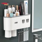 0170 Merge  Hushnow Toothbrush Holder Wall Mounted Double Toothpaste Dispensers With 6 Brush Holders Z114.