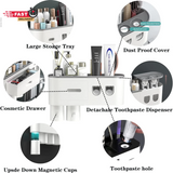 0170 Merge  Hushnow Toothbrush Holder Wall Mounted Double Toothpaste Dispensers With 6 Brush Holders Z114.