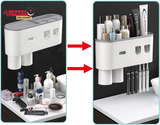 0170 Merge  Hushnow Toothbrush Holder Wall Mounted Double Toothpaste Dispensers With 6 Brush Holders Z114.