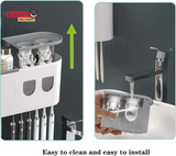 0170 Merge  Hushnow Toothbrush Holder Wall Mounted Double Toothpaste Dispensers With 6 Brush Holders Z114.