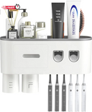 0170 Merge  Hushnow Toothbrush Holder Wall Mounted Double Toothpaste Dispensers With 6 Brush Holders Z114.