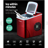02114 Merge Devanti Ice Maker Machine Commercial Portable Ice Cube Tray Bar Counter Top Red X120.