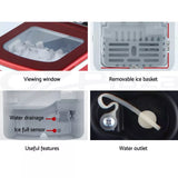 02114 Merge Devanti Ice Maker Machine Commercial Portable Ice Cube Tray Bar Counter Top Red X120.