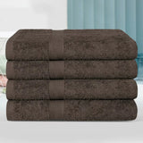0297 Merge 4 Pack Bath Towel Set 100% Cotton Extra Soft Heavy 550 GSM Choc Brown Health Awesome Z191.