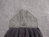 0302 Merge Jasberryz Kitchen Hanging Hand Towel Square of Designs On Grey Button Close Z191.							Z191.