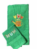 0306 Merge Hand Towel And Face Washer Set Embroidered Mum Green Design Health Z191.