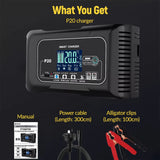 06134 Merge 20A 12V 24V 20amp Car Battery Smart Charger For Lead Acid AGM LiFePo4 Battery Z146.