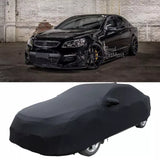 0614 Merge Black Satin Stretch Indoor Full Car Cover Dustproof For Holden Commodore VFVE Z157.