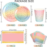 0751 Merge 25 Guests Colourful Disposable Party Tableware Plates Cups Napkins Straws Table Cloth Z241 xxxxxxx You 150326.
