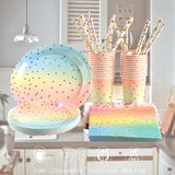 0751 Merge 25 Guests Colourful Disposable Party Tableware Plates Cups Napkins Straws Table Cloth Z241 xxxxxxx You 150326.