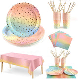 0751 Merge 25 Guests Colourful Disposable Party Tableware Plates Cups Napkins Straws Table Cloth Z241 xxxxxxx You 150326.