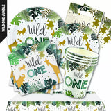 0753 Wild One Jungle Party Tableware Plates Napkins Cups Tablecloth Toppers Z241 xxxxxxx You 150326.
