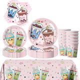 0756 Merge Bubble Tea Theme Party Tableware 10-9" Plates,20 Napkins,1 Table-cloths,10 Cups Z241 xxxxxxx 150326.