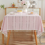 0763 Merge Cotton Linen Rectangle Table Cloth Striped Tassel Home Dust Cover Z256 xxxxxxx You 160426.