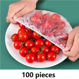 100 Clear Plastic Elastic food cover Over Bowl Pan Plate Stretch Seal Wrap Z333.