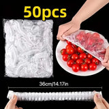 50 Pieces Reusable Stretch Food Covers Elastic PE Plastic Bowl Lids Z333 0788.