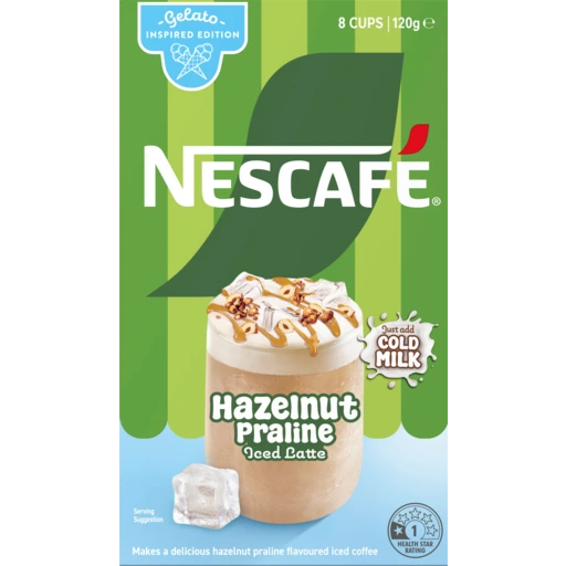 100127 Merge Nescafe Hazelnut Praline Iced Latte Coffee Sachets 8 Pack 120g X153 xxxxxxx You 281125.