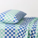 100322 Merge K-D Australian Cotton Sheets Set 180TC Blue Check Size Single Z227 xxxxxxx You 250226.