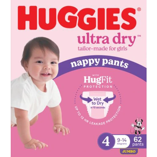 100375 Merge Huggies Skin Protect Nappy Pants Zinc Enriched 62 Pack (4) Z119.