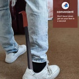 100442 42CM Shoe Horn Long Leather Metal Handle Shoehorn Stainless Steel Lifter Z138.
