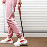 100442 42CM Shoe Horn Long Leather Metal Handle Shoehorn Stainless Steel Lifter Z138.