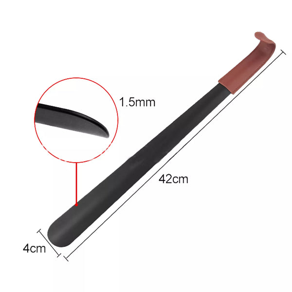 100442 42CM Shoe Horn Long Leather Metal Handle Shoehorn Stainless Steel Lifter Z138.
