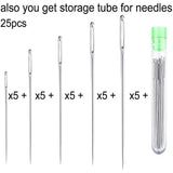 1004520 Merge 12 Pieces Stainless Steel Self Threading Needles Opening Sewing Darning Needles Z298 xxxxxxx You