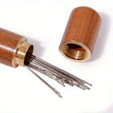 1004523 Merge Stainless Steel Self Threading Needles Hand Sewing Darning Needle Wooden Storage Z298 xxxxxxx You 100726.
