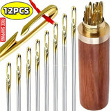 1004523 Merge Stainless Steel Self Threading Needles Hand Sewing Darning Needle Wooden Storage Z298 xxxxxxx You 100726.
