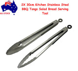 1022120 Merge 2x30cm Long Handle Kitchen Stainless Steel BBQ Tongs Salad Bread Serving Tool Z299 xxxxxxx You 120726.