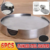 1022248 6xStainless Steel Coasters For Drinks With Holder Heat Resistant Cup Mat Pad Set Z219 xxxxxxx You 120226.