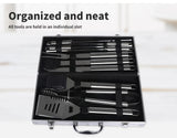 1026022 Moyasu 10 PCS BBQ Tool Set Stainless Steel Case Grill Fork Knife Tong Brush Z149.