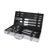 1026022 Moyasu 10 PCS BBQ Tool Set Stainless Steel Case Grill Fork Knife Tong Brush Z149.