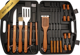 1026024 Merge 19 Piece Wooden BBQ Grill Set Stainless Steel Utensils With Carry Case Z149.