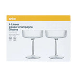 1026102 4 Linear Coupe Champagne Glasses Set Cocktail Dessert Stemware Z305 xxxxxxx You 220726.