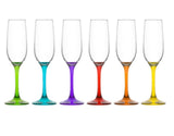 1026104 Merge 6 Pcs Glass Champagne Flute Glasses Coloured 2.15ml Z305 xxxxxxx You 230726