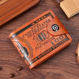 10524 Merge Mens Wallet With 100US Dollar Pattern Male Leather Photo Card Holder Z273 xxxxxxx You 140526.