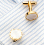 10546 Merge Gold Plated Cufflinks Gold White Mother Of Pearl MOP Father Wedding Bridal Z275 xxxxxxx You 190526