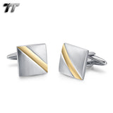 10548 Merge Classic Mens TT Stainless Steel Square Gold Stripe Cufflinks CU55J Z275 xxxxxxx You 190526.
