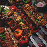 1122134 Merge 10 Pieces Kebab Skewer Stainless Steel BBQ Skewer Pork Beef Flat Needle Z300 xxxxxxx You 160726.