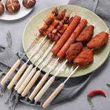 1122135 Merge 10 Pcs Metal BBQ Skewers Flat Kebab Sticks Wooden Handle Grill Skewers Z300 xxxxxxx You 160726.
