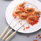 1122135 Merge 10 Pcs Metal BBQ Skewers Flat Kebab Sticks Wooden Handle Grill Skewers Z300 xxxxxxx You 160726.