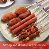 1122135 Merge 10 Pcs Metal BBQ Skewers Flat Kebab Sticks Wooden Handle Grill Skewers Z300 xxxxxxx You 160726.