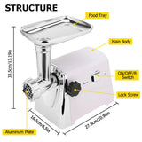 1161 Merge Electric Meat Grinder 2800W Appliance Heavy Duty Mincer Sausage Stuffer 3 Steel Plates