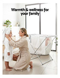 1201817 Merge Devanti Electric Cloths Airer Foldable Drying Rack Heated Towel Rails 8 Bars White Z225.