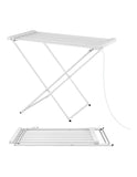1201817 Merge Devanti Electric Cloths Airer Foldable Drying Rack Heated Towel Rails 8 Bars White Z225.