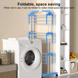 1201818 Merge 3 Tiers Clothes Aier Indoor Laundry Drying Rack Foldable Horse Garment Hanger Blue Z225.