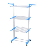 1201818 Merge 3 Tiers Clothes Aier Indoor Laundry Drying Rack Foldable Horse Garment Hanger Blue Z225.