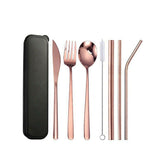 8Pcs Set Premium Portable Travel Rose Gold Knife Spoon Camping Z332 128161.
