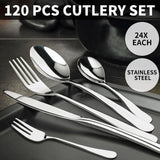 Cutlery Set Stainless steel Knife Fork spoon Kitchen Tableware Set Sliver 120 Pieces 128168 Z332.